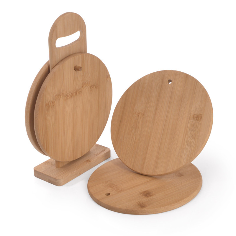 Virtuves dēlīšu komplekts (4 gb, 20x1 cm, bambuss) ar statīvu