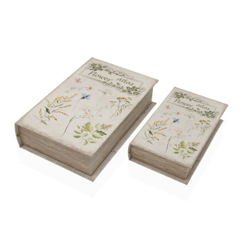 Decorative box Versa Canvas MDF Wood Flowers,,,