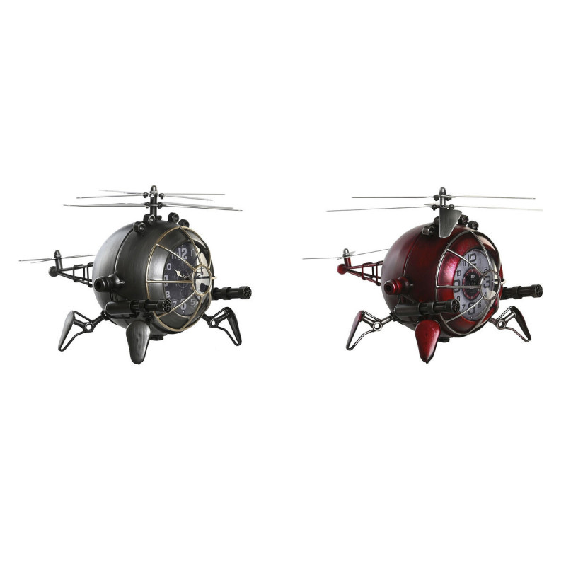Zegar stołowy DKD Home Decor Punane Hõbedane Helikopter (2 Ühikut),,,