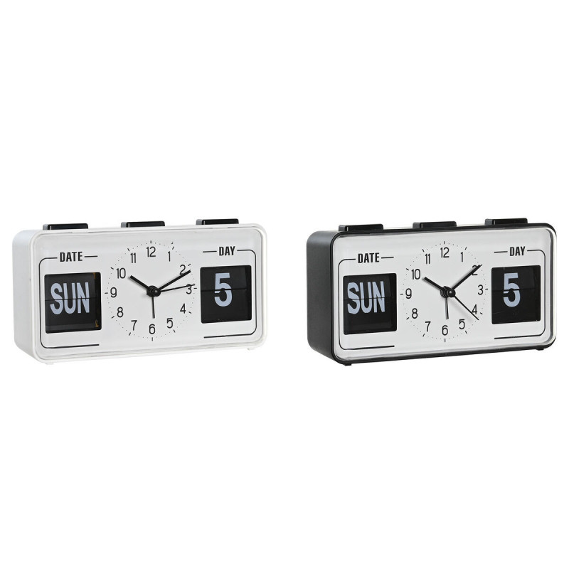 Alarm Clock DKD Home Decor White Black PVC 17 x 5 x 9 cm (2 Units),,,