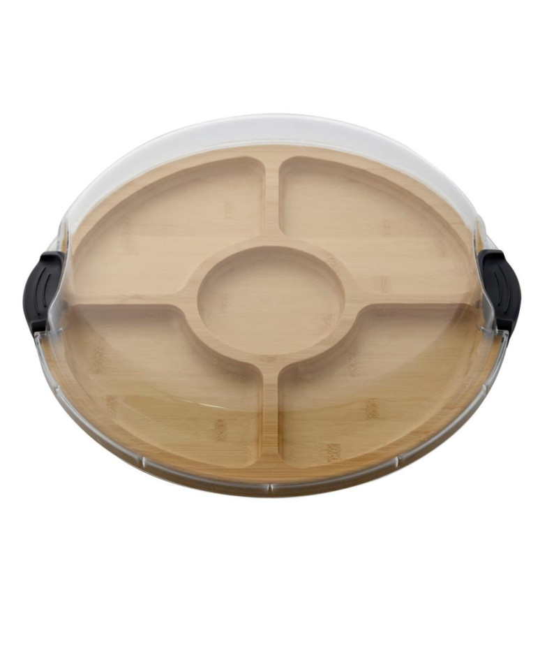 Suupiste serveerimisplaat 35.5 cm, jaotatud osadega, bambusest puidust, kaasiga, PVC, FARBERWARE