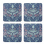 Creative Tops Table Coasters 10.5x10.5cm Set of 4, Blue Floral Motif, MDF/Cork, Creative Tops