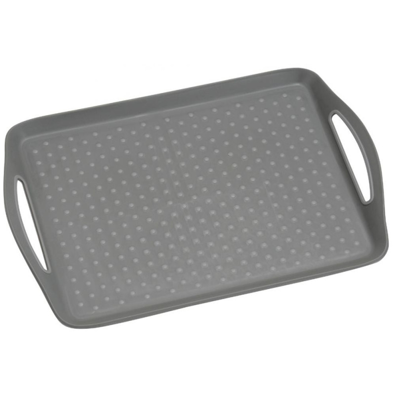 SERVĒJAMĀ TRAY  AR NESLĪDOŠIEM PUNKTIEM, 45x32x4.5CM, PELĒKA, PLASTIC , Kesper