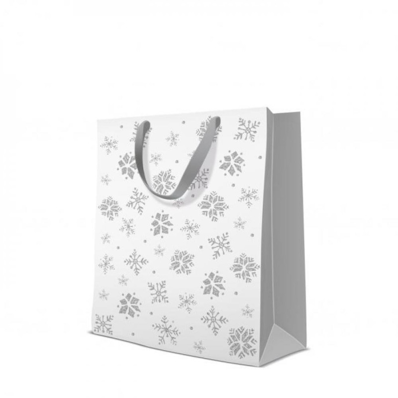 DĀVANU MAISIŅŠ 26.5X33.5X13CM GLITTER SNOWFLAKES, Paw Decor Collection