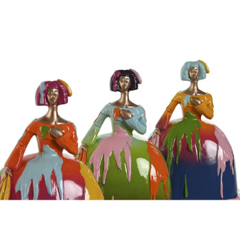 Dekoratyvinė figūrėlė Home ESPRIT Spalvotas Dama 17 x 13 x 21 cm (3 vnt.),,,