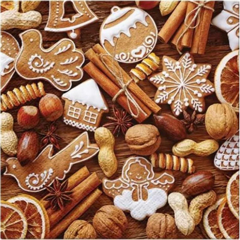 САЛФЕТКИ  33X33CM RUSTIC GINGERBREAD, Paw Decor Collection
