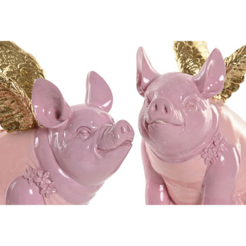 Dekoratyvinė figūrėlė Home ESPRIT Rožinė Šernas 19 x 11 x 17 cm (2 vnt.),,,