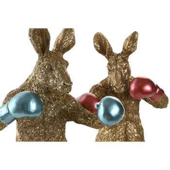 Decorative Figure Home ESPRIT Blue Red Golden Kangaroo 23 x 25 x 40,5 cm (2 Units),,,
