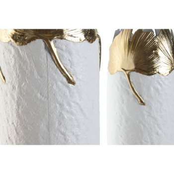 Set of 3 Vases Home ESPRIT White Golden Metal 21 x 21 x 55 cm (3 Pieces),,,