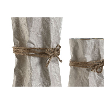 Set of 3 Vases Home ESPRIT Beige Metal Rope 17 x 17 x 54 cm (3 Pieces),,,