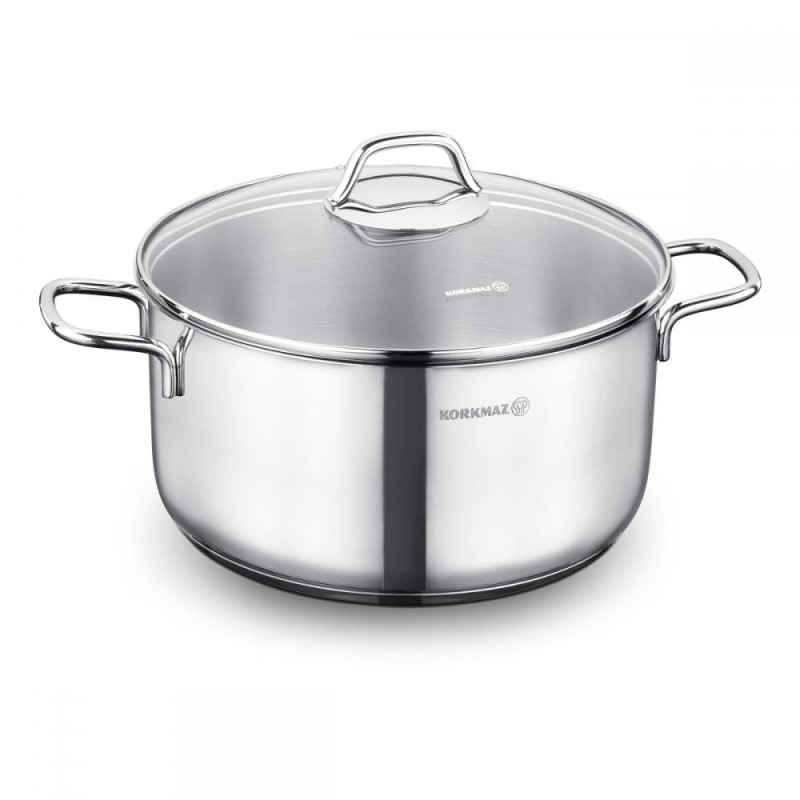 PERLA КАСТРЮЛЯ  28CM, 8.5L AR стеклянная  КРЫШКОЙ , NER.TĒR., ДЛЯ ИНДУКЦИИ , Korkmaz