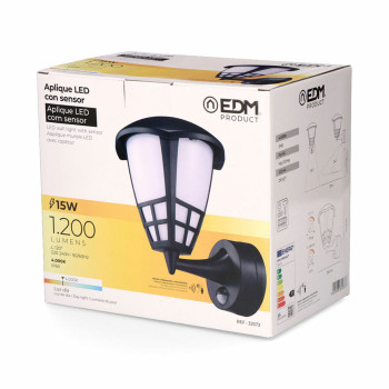 Sieninis apšvietimas EDM 32573 Juoda PVC F 1200 Lm 15 W (4000 K),,,