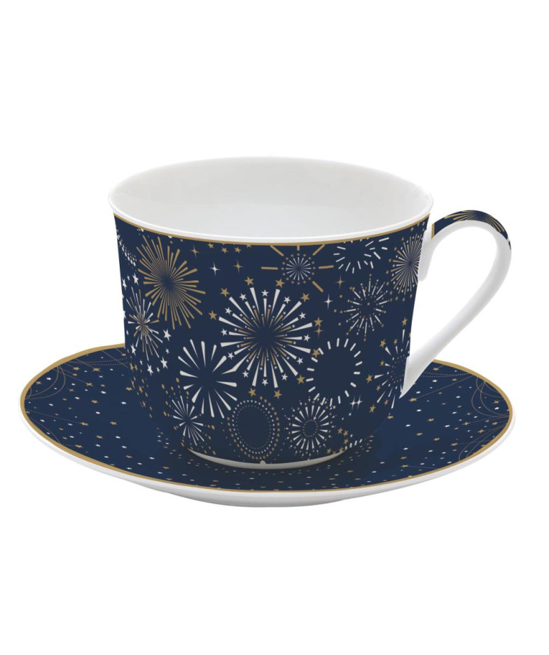 Midnight Breakfast Cup 400ml with Saucer, Porcelain, Gift Box, Easy Life