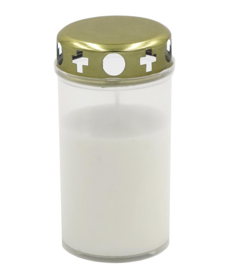 Grave Candle with Lid ~40h, White, NEWILL