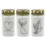 Grave Candle with Lid ~40h, with design, White, NEWILL
