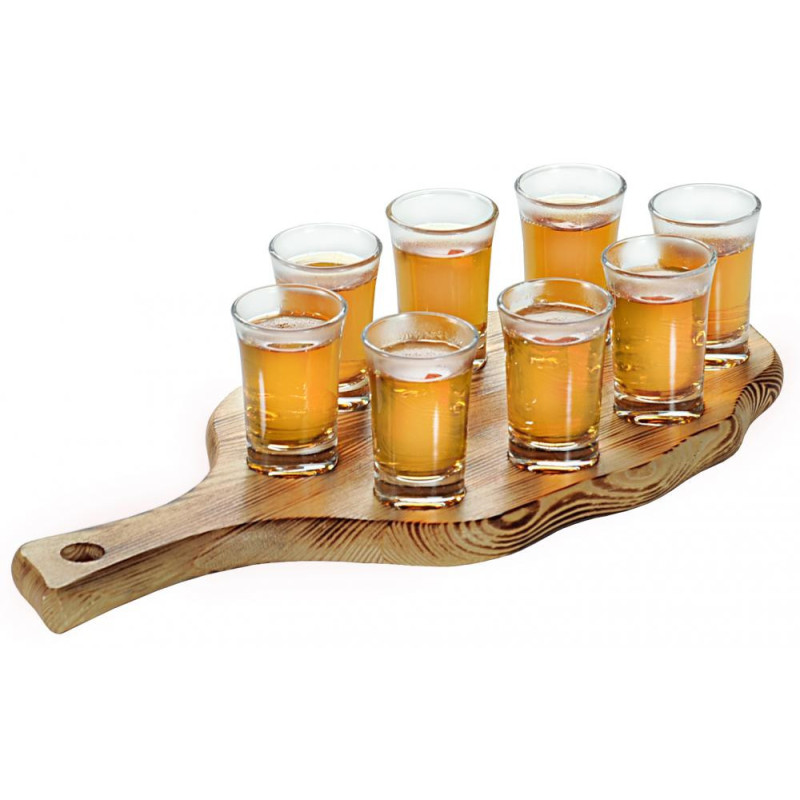 DEGVĪNA GLĀŽU TURĒTĀJS AR 9 GLĀZĒM 38x17x2CM, PRIEDES KOKS, FSC, Kesper