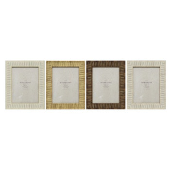 Photo frame Home ESPRIT Beige Natural Crystal polystyrene Scandinavian 20,5 x 2 x 25,5 cm (4 Units),,,