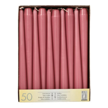 CANDLES 2.2x25CM, 50PC.., TUMŠI ROZĀ, DEG 7ST. 3.0035kg/iepak., Pap Star