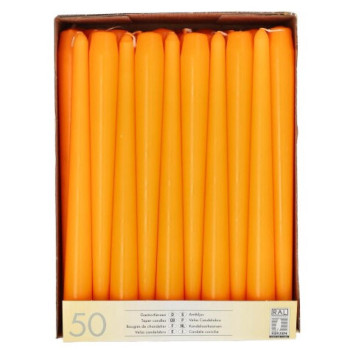 CANDLES 2.2x25CM, 50PC.., ORANŽAS, DEG 7ST. 3.0035kg/iepak., Pap Star