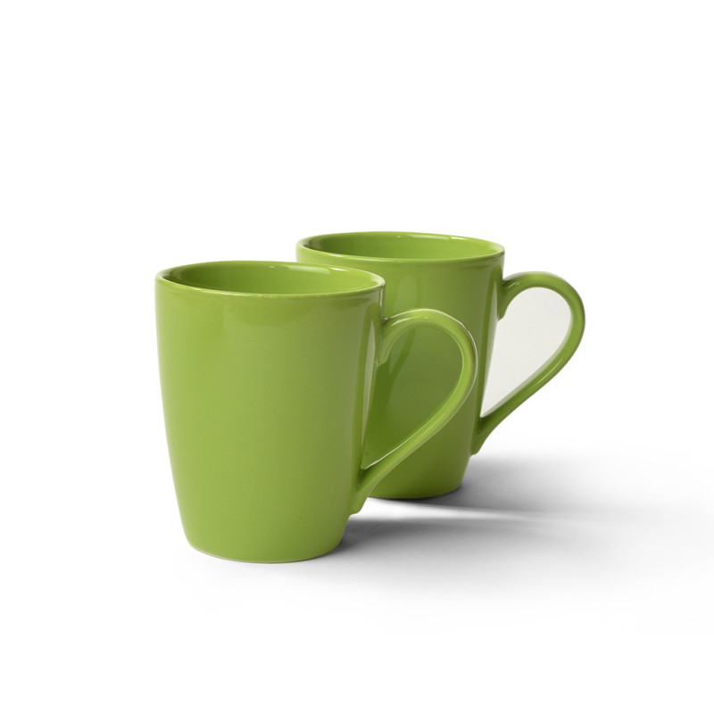 Set of 2 mugs 300 ml GREEN shiny (ceramic)