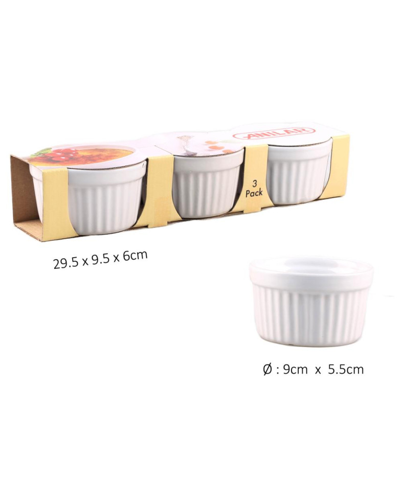 Ramekinai D9.5 cm, komplektas 3 vnt, keramika, Anitex