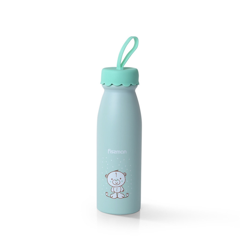 Double wall vacuum bottle Bear 450 ml (stainless steel), light green