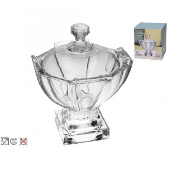 конфетница креманка из стекла. 16*21cm su на ножке с крышкой SOFIA