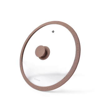 Lid ARCADES 26 cm with BROWN marbling silicone rim (glass)
