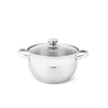 Stockpot PRIME 18x10.5 cm / 2.7 LTR with glass lid (stainless steel)