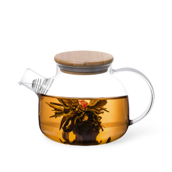 Tējkanna 800ml ar tērauda filtru un bambusa vāku