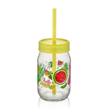 Krūze- stiklainis ar šiaudeliu 370ml C-162