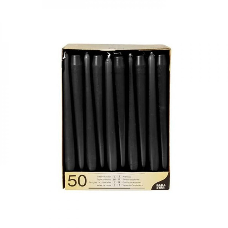 CANDLES 2.2x25CM, 50PC.., black S DEG 7ST., Pap Star