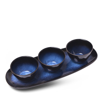 Set of 3 gravyboats CIEL 250 ml with a plate (ceramic)