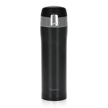 Double wall vacuum travel mug 450 ml Black color (stainless steel), art. 9625