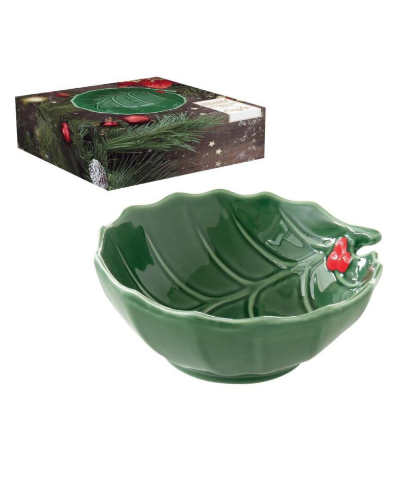 HOLLY&amp;BERRIES Green Bowl D14CM Porcelain Easy Life