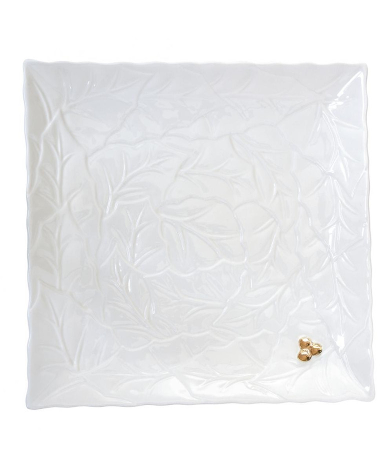 HOLLY&amp;BERRIES White Square Serving Plate 30x30 cm Porcelain Easy Life