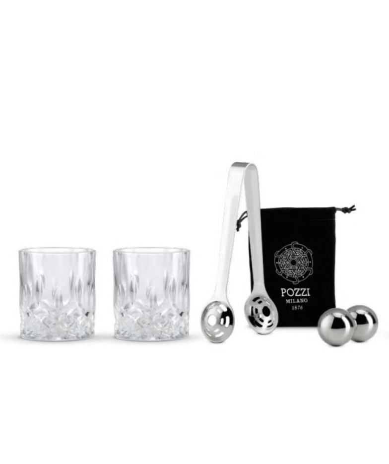 Transparent Cocktail Glasses, 2 pcs, Glassware/Stemware/Parts, Stainless Steel, Pozzi Milano