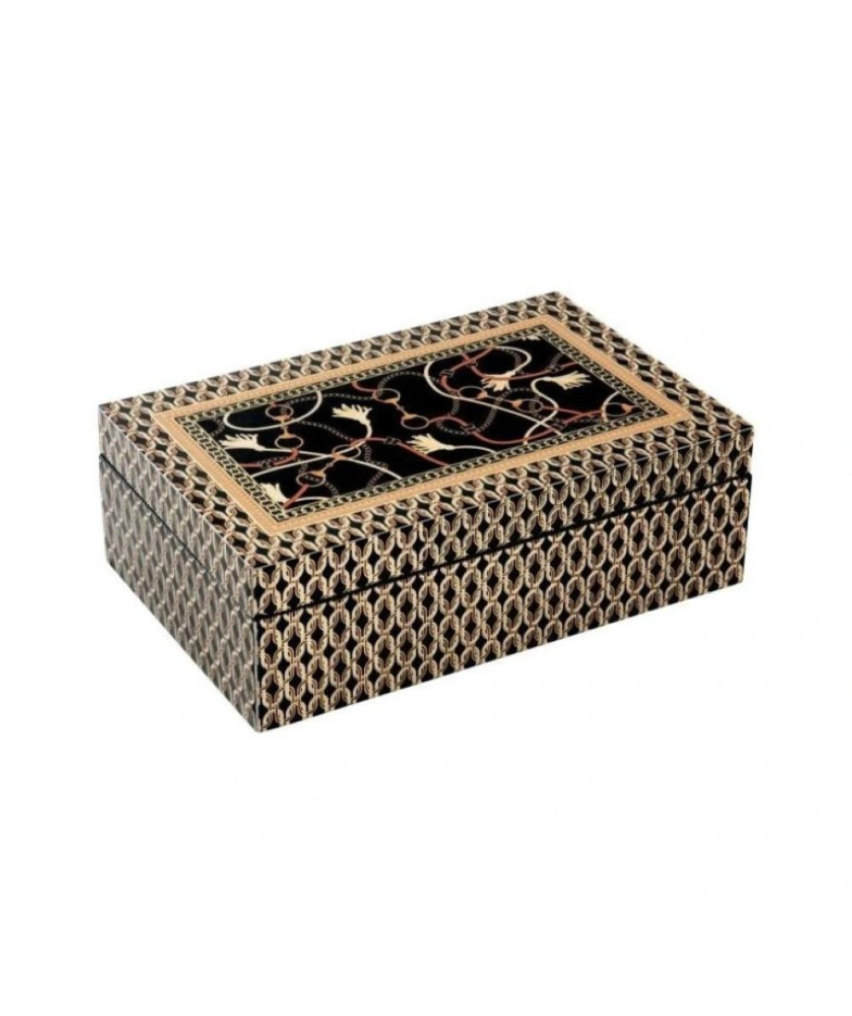Luxury Chain Black Tea Bag Box 24x15,5x8CM Brown MFD, POZZI MILANO