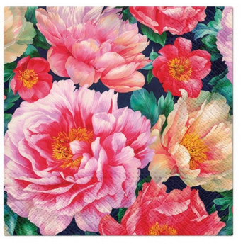 NAPKINS  33X33CM PEONIES BLOSSOM, Paw Decor Collection