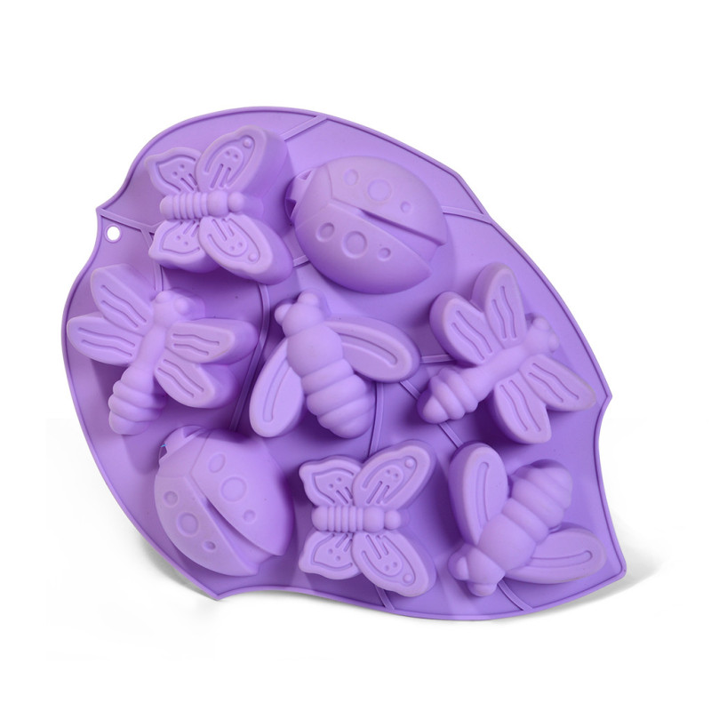 8 cups cake mould INSECTS 26x14.5x3 cm (silicone)