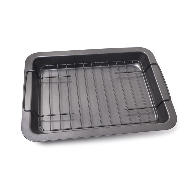 Roaster pan 37x27x5 cm with removable rack (carbon steel with non-stick coating)