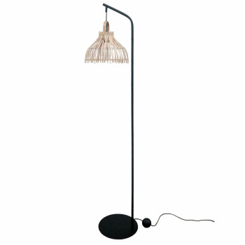 Põrandalamp DKD Home Decor Must Metall Pruun Rotang (40 x 40 x 160 cm),,,