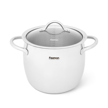 Stockpot VIVIEN 22x18.7 cm / 7.7 LTR with glass lid (stainless steel)