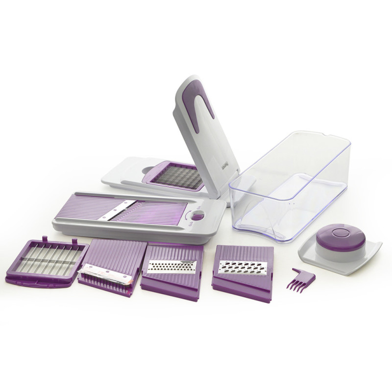 All-in-one Magic chopper + mandolin slicer with container 25x11x8.5 cm 11 pcs (ABS + stainless steel), art. 8644