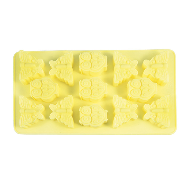 13 cups ice cube and chocolate mold BUTTERFLIES AND OWLS 21x11.6x2 cm (silicone)