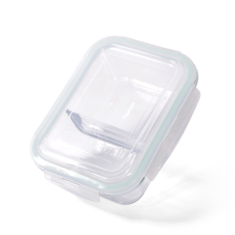 2 compartment container with PP lid 22x16x6 cm/ 1520 ML (borosilicate glass)