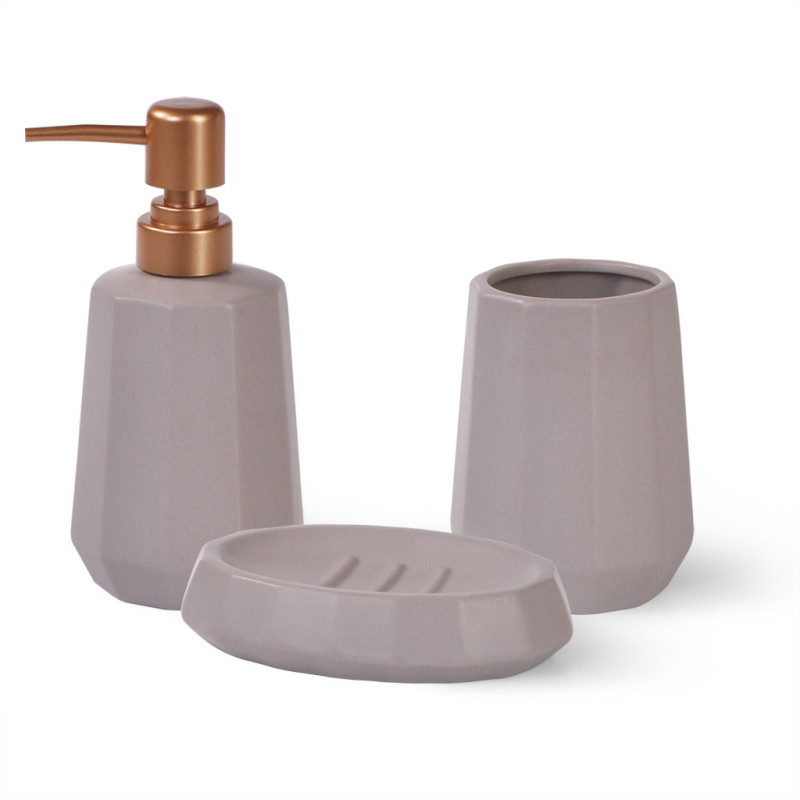Set of soap dispenser 300 ml tumbler 400 ml and soap dish (ceramic), art. 9511
