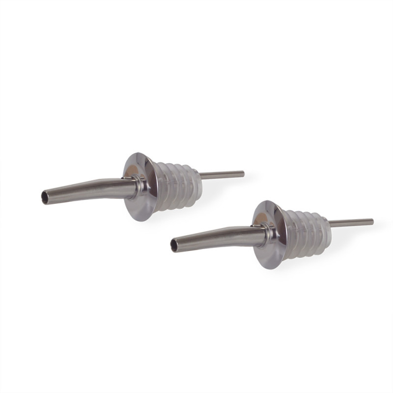 Set of 2 bottle stoppers with pourers (stainless steel, silicone)