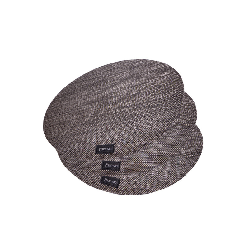 Set of 4 round woven placemats 36 cm (PVC)