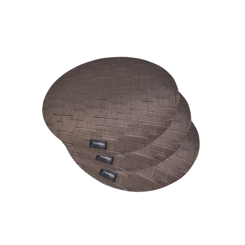 Set of 4 round woven placemats 36 cm (PVC)